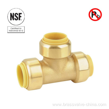 NSF Low Lead Brass Push Fit Tee Fitting